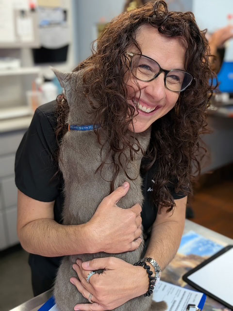 Clearwater vet hugging cat